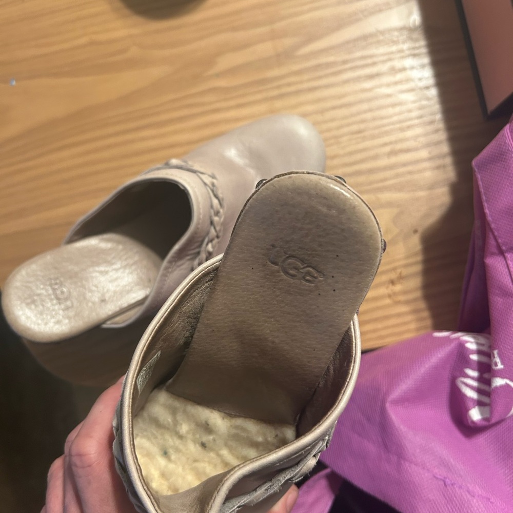 UGG Cream Leather Slip-On Shoes